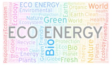 Eko enerji kelime bulutu. Yalnızca metin ile yapılan Wordcloud.