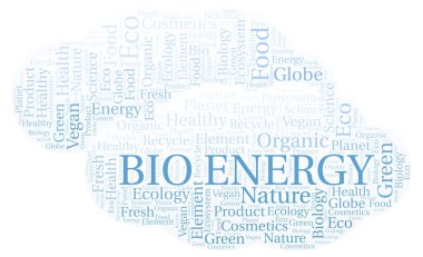 Biyo enerji kelime bulutu. Yalnızca metin ile yapılan Wordcloud.