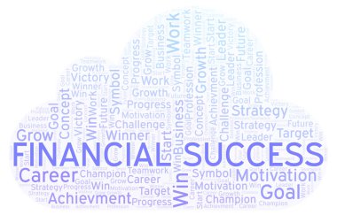 Finansal başarı kelime bulutu. Yalnızca metin ile yapılan Wordcloud.