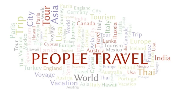 Emberek Utazási Szó Felhő Wordcloud Készült Csak Szöveg — Stock Fotó