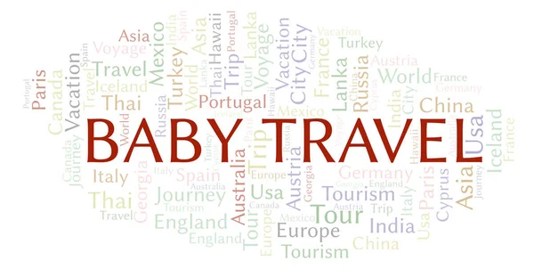 Baby Travel Parola Nuvola Wordcloud Realizzato Solo Con Testo — Foto Stock