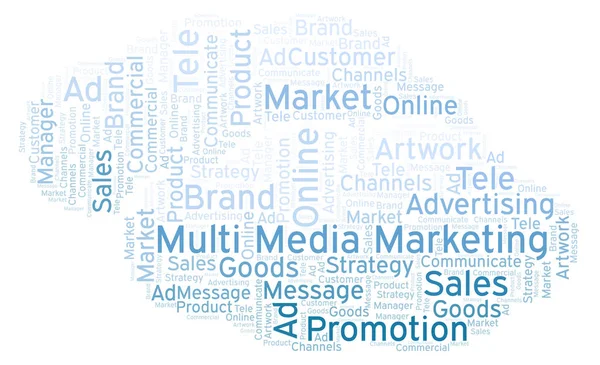 Nuvem Palavras Com Texto Multi Media Marketing Wordcloud Feito Apenas — Fotografia de Stock