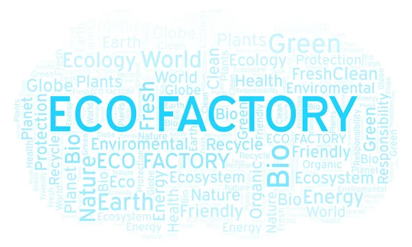 Eco Factory Slovo Mrak Wordcloud Pouze Text — Stock fotografie