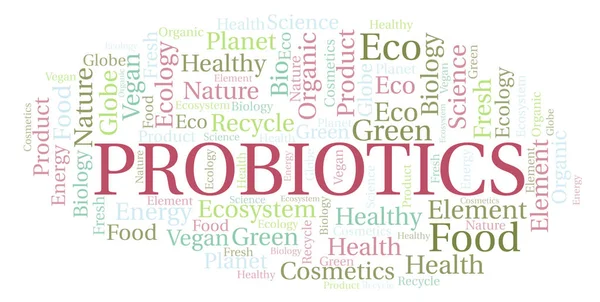 Probiyotikler kelime bulutu. Yalnızca metin ile yapılan Wordcloud.