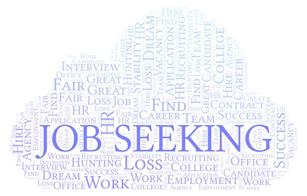 Job Buscando Nuvem Palavras Wordcloud Feito Apenas Com Texto — Fotografia de Stock