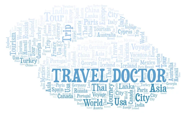 Travel Doktor Szó Felhő Wordcloud Készült Csak Szöveg — Stock Fotó