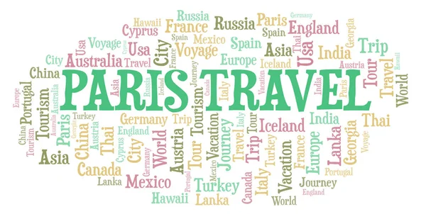 Párizs Utazás Szó Felhő Wordcloud Készült Csak Szöveg — Stock Fotó