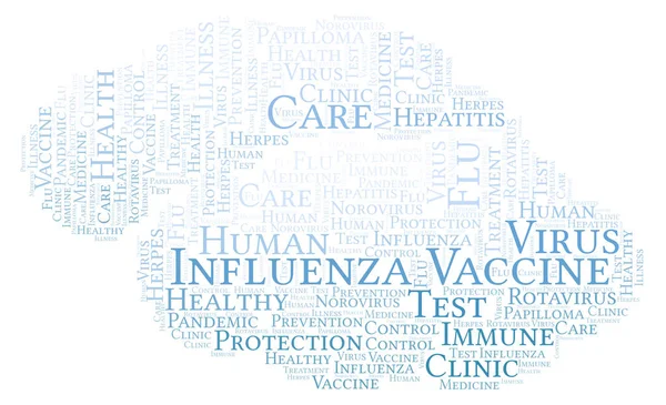 Nuvem Palavra Vacina Gripe Feita Apenas Com Texto — Fotografia de Stock