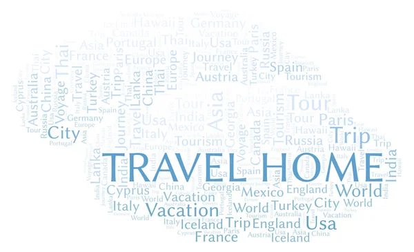 Utazási Haza Szót Felhő Wordcloud Készült Csak Szöveg — Stock Fotó