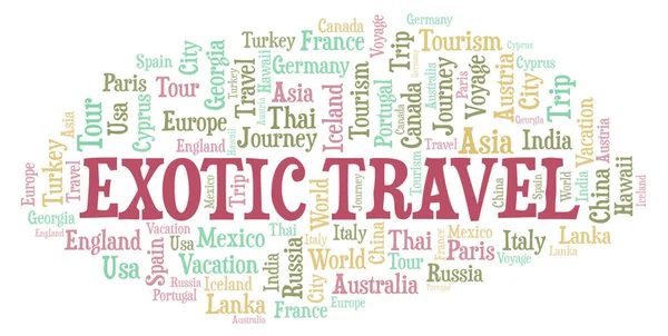 Exotic Travel word cloud. Wordcloud made with text only.