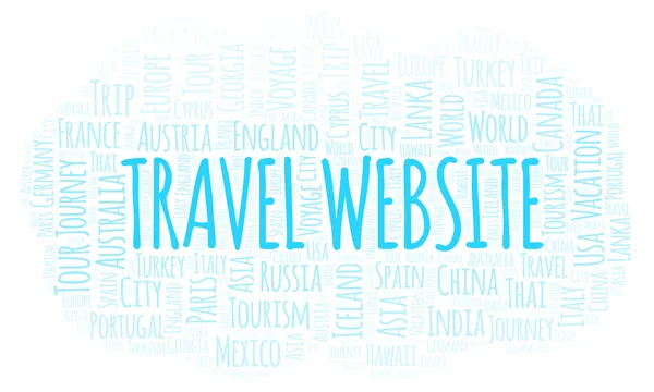 Travel Website Parola Nuvola Wordcloud Realizzato Solo Con Testo — Foto Stock