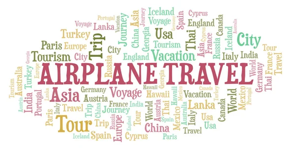 Airplane Travel Word Cloud Wordcloud Gjorda Med Endast Text — Stockfoto