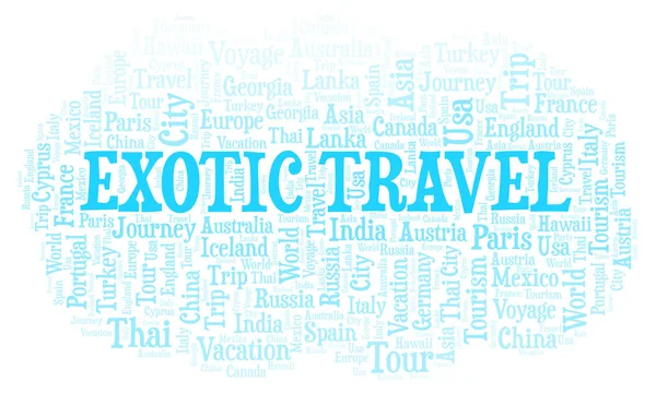 Exotic Travel Word Cloud Wordcloud Made Text Only — Stock Photo, Image