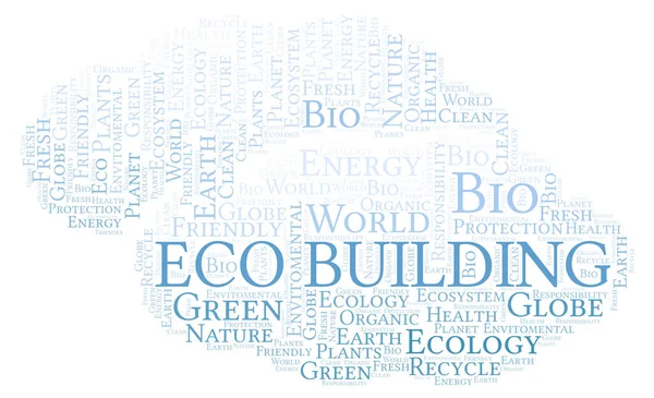 Eco Building Word Cloud Wordcloud Gjorda Med Endast Text — Stockfoto