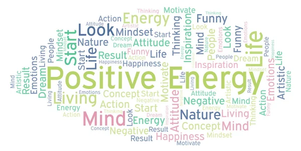 Positive Energie Wortwolke Nur Mit Text — Stockfoto