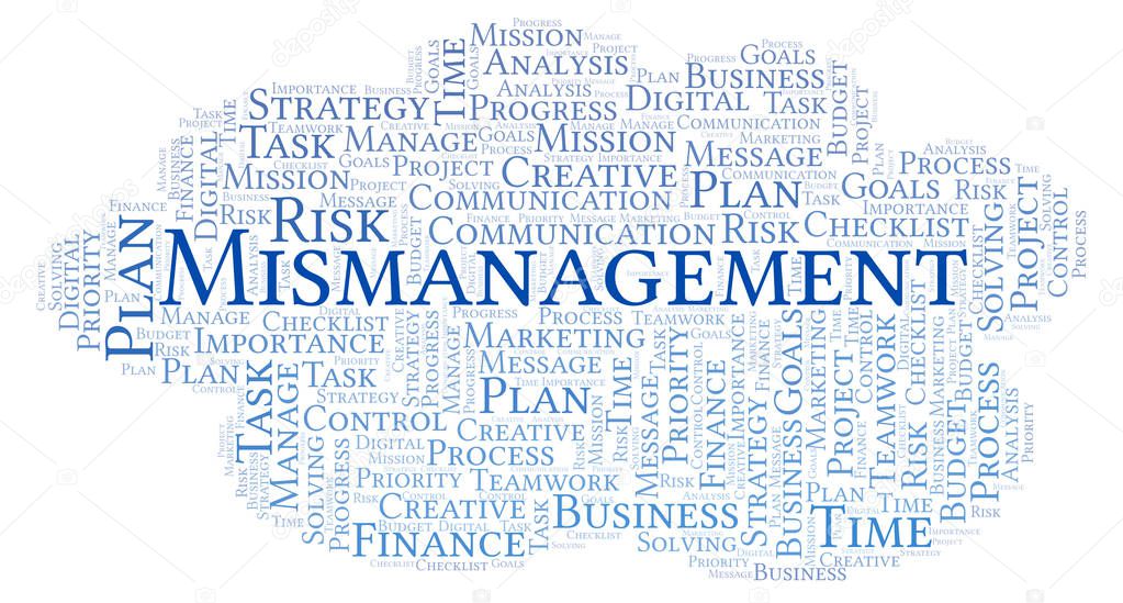 Mismanagement word cloud, made with text only