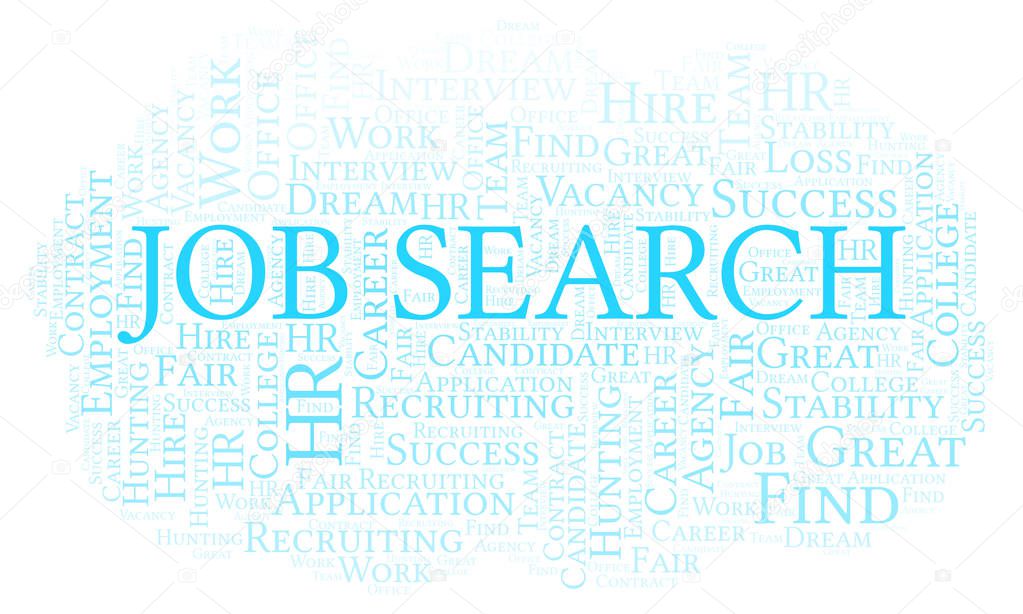 Job Search word cloud. Wordcloud made with text only.