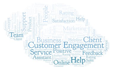 Müşteri nişan kelime bulutu. Yalnızca metin ile yapılan.