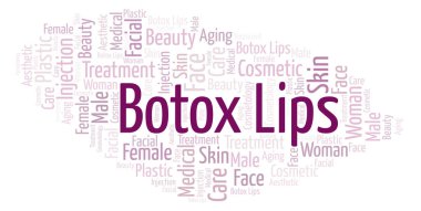 Botox dudaklarını bulut kelime. Yalnızca metin ile yapılan Wordcloud.