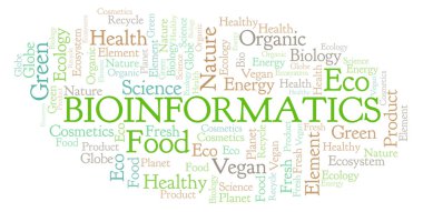 Biyoinformatik kelime bulutu. Yalnızca metin ile yapılan Wordcloud.