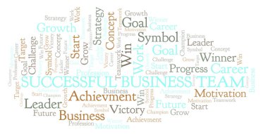 Başarılı iş takım kelime bulutu. Yalnızca metin ile yapılan Wordcloud.
