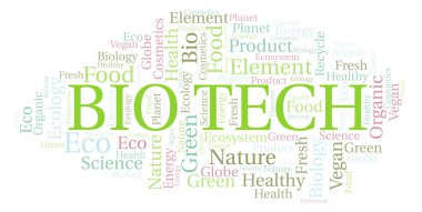 Biyo teknoloji kelime bulutu. Yalnızca metin ile yapılan Wordcloud.