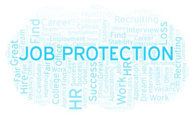 İş koruma kelime bulutu. Yalnızca metin ile yapılan Wordcloud.