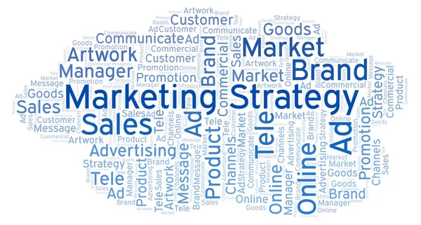 Chmury Słów Tekst Strategii Marketingowej Projekt Wykonany Tylko Tekst — Zdjęcie stockowe