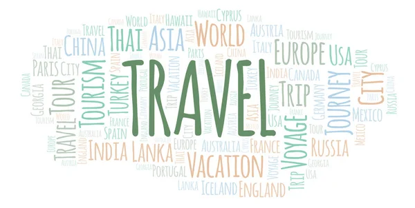 Reizen Word Cloud Wordcloud Gemaakt Met Alleen Tekst — Stockfoto