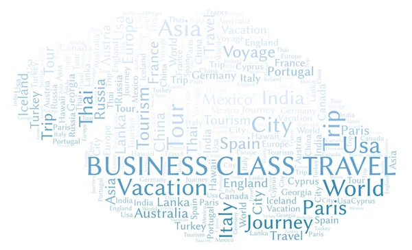 Business Class Viajes Nube Palabras Wordcloud Hecho Solo Con Texto — Foto de Stock