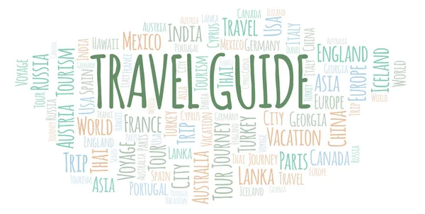 Guia Viagem Nuvem Palavras Wordcloud Feito Apenas Com Texto — Fotografia de Stock