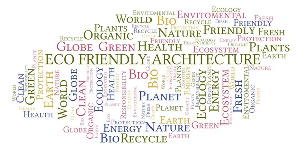 Eco Friendly Architecture word cloud. Wordcloud made with text only.
