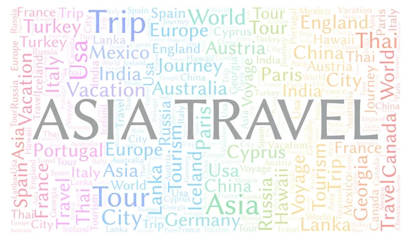 Ázsia Travel Szó Felhő Wordcloud Készült Csak Szöveg — Stock Fotó