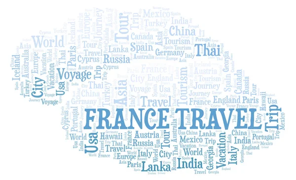 France Travel Word Cloud Wordcloud Realizat Numai Text — Fotografie, imagine de stoc