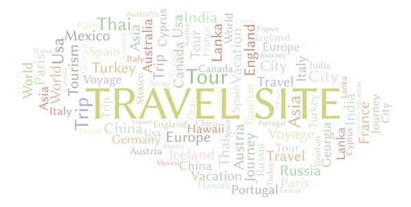 Travel Site Nuvem Palavras Wordcloud Feito Apenas Com Texto — Fotografia de Stock