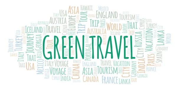 Green Travel Szó Felhő Wordcloud Készült Csak Szöveg — Stock Fotó