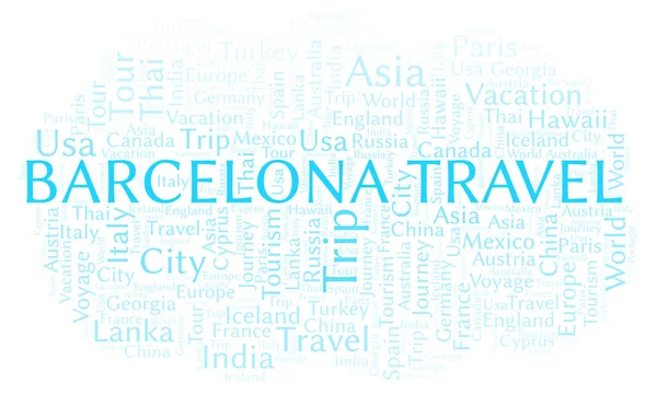 Barcelona Reizen Word Cloud Wordcloud Gemaakt Met Alleen Tekst — Stockfoto