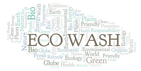 Σύννεφο Λέξεων Eco Wash Wordcloud Γίνεται Κείμενο Μόνο — Φωτογραφία Αρχείου