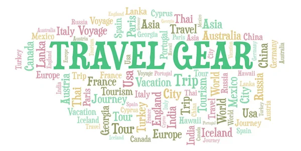 Travel Gear word cloud. Wordcloud made with text only.