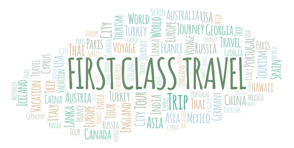 Nube Palabras Viaje Primera Clase Wordcloud Hecho Solo Con Texto — Foto de Stock