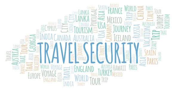 Travel Security Parola Cloud Wordcloud Realizzato Solo Con Testo — Foto Stock