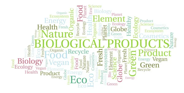 Productos Biológicos Palabra Nube Wordcloud Hecho Solo Con Texto — Foto de Stock