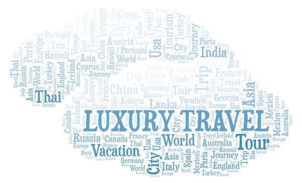 Luxury Travel Word Cloud Wordcloud Gjorda Med Endast Text — Stockfoto