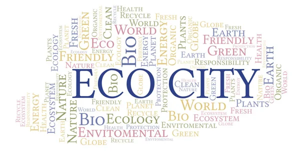 Eco City Word Cloud Wordcloud Gjorda Med Endast Text — Stockfoto