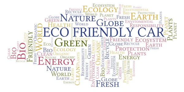 Eco Vänliga Bil Word Cloud Wordcloud Gjorda Med Endast Text — Stockfoto