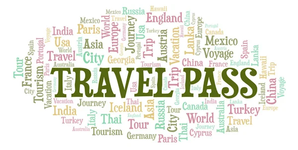 Облако Слов Travel Pass Wordcloud Made Text Only — стоковое фото