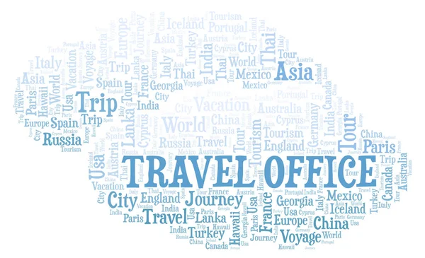 Oficina Viajes Palabra Nube Wordcloud Hecho Solo Con Texto — Foto de Stock