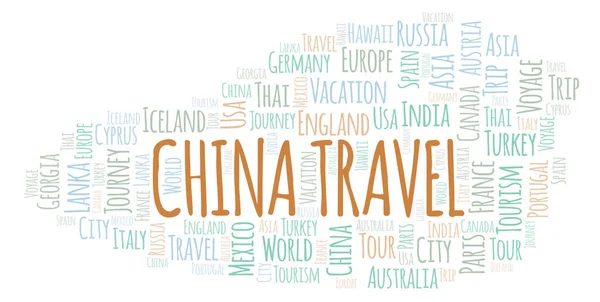 Κίνα Ταξίδια Σύννεφο Λέξεων Wordcloud Γίνεται Κείμενο Μόνο — Φωτογραφία Αρχείου