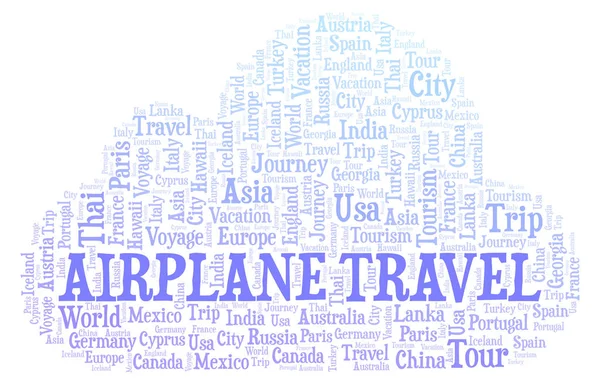 Airplane Utazás Szó Felhő Wordcloud Készült Csak Szöveg — Stock Fotó
