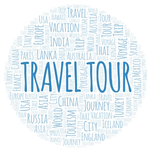 Tour Viaje Nube Palabras Wordcloud Hecho Solo Con Texto — Foto de Stock
